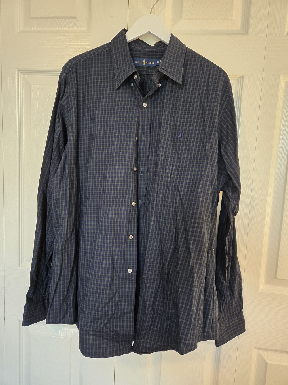 Ralph Lauren Men’s Dark Navy & Green Plaid Button-Down Shirt